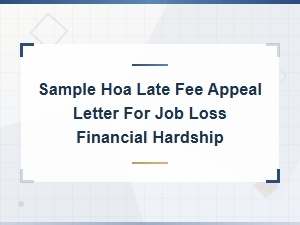 Hoa Late Fee Appeal Letter for Financial Hardship