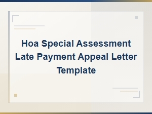 Hoa Special Assessment Appeal Letter for Late Payment